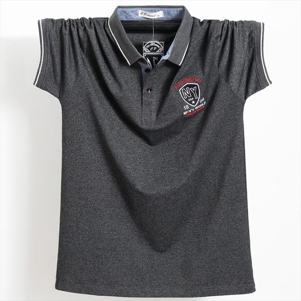 

clothing shirt business work casual mens polos solid male short sleeve comfortable tees pure cotton 5xl, White;black