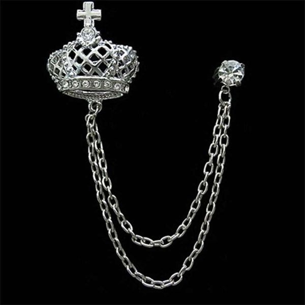 

fashion men's clothing personality hollow out crown pendant brooch, Gray