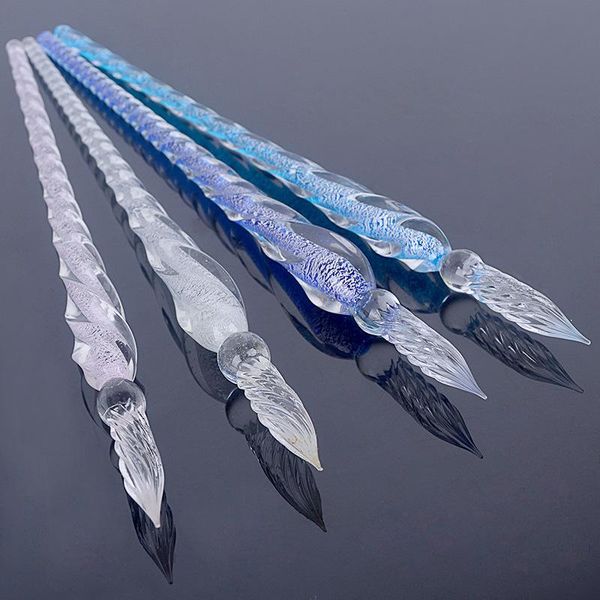 

fountain pens 1 piece glass material dip dipping pen holder signature filling ink transparent artistic color