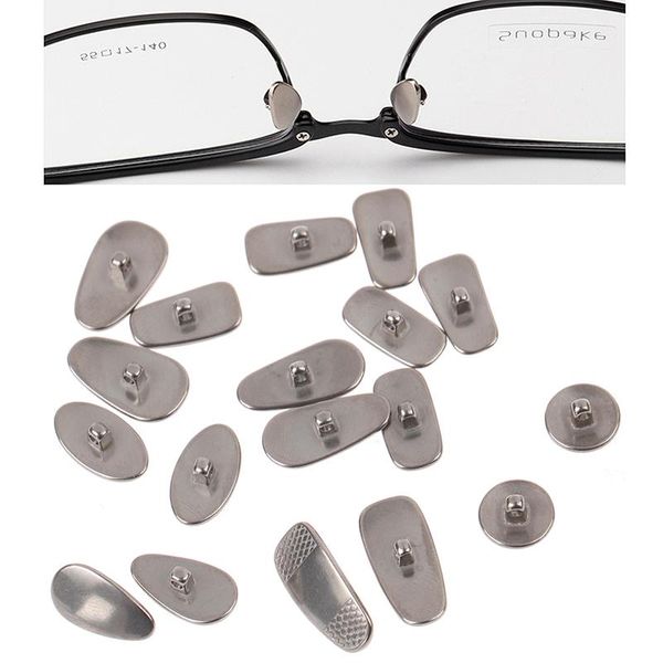 

sunglasses frames eyeglasses nose pads metal titanium alloy glasses melon seeds water droplets round accessories, Silver