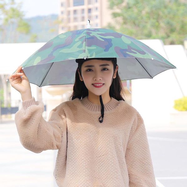 

umbrellas adjustable head wear parasol foldable sunscreen shade umbrella hats rain gear outdoor sport hat hiking beach camping cycling cap