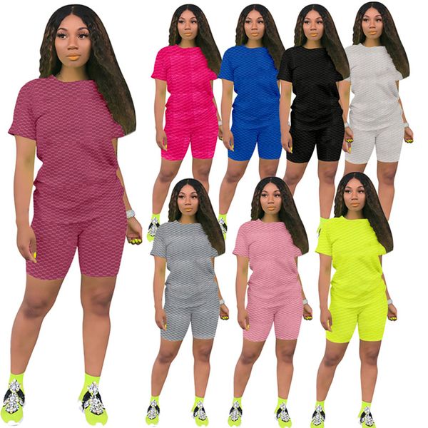 Yeni Kadın Yaz Kıyafetleri Takipler Kısa Kol Kıyafetleri Nedensel T-Shirts Tees Tees Tops+Kısa Pantolon İki Parçalı Set Artı Boyut 2xl Spor Takımları Siyah Spor Giyim 4765