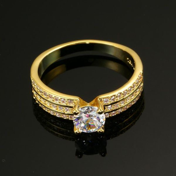 

wedding rings vintage cubic zirconia ring yellow gold filled women engagement promise size 7 8, Slivery;golden