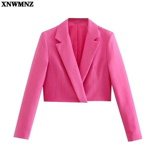 

xnwmnz za fashion women clothing spring autumn office lady chic casual short suit coat french long sleeve pink blazers 211122, White;black