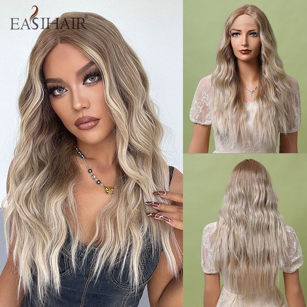 

long brown blonde ombre synthetic lace front wigs for women natural hair lace frontal wigs high density cosplay wigs, Black
