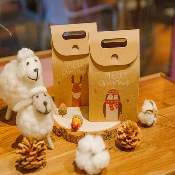 

gift wrap kraft paper xmas party cookies candy present bag luxury wedding christmas box accessories 1pcs