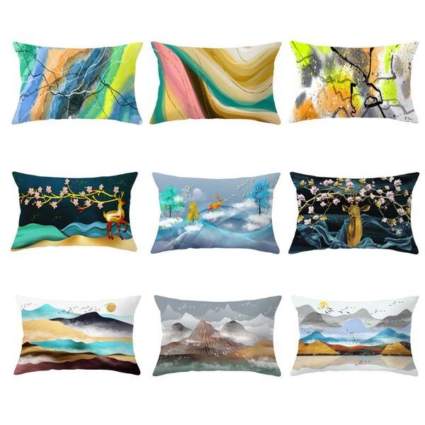 

cushion/decorative pillow nordic golden geometric waist animal elk pillowcase super soft and short plush double-sided pattern cover 50x70cm