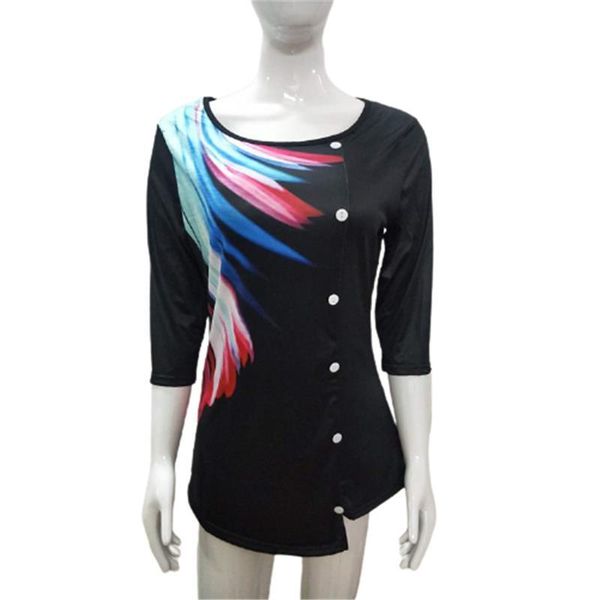 

spring summer cap sleeve women streetwear fashion short o neck print button loose casual shirt plus size tee, White