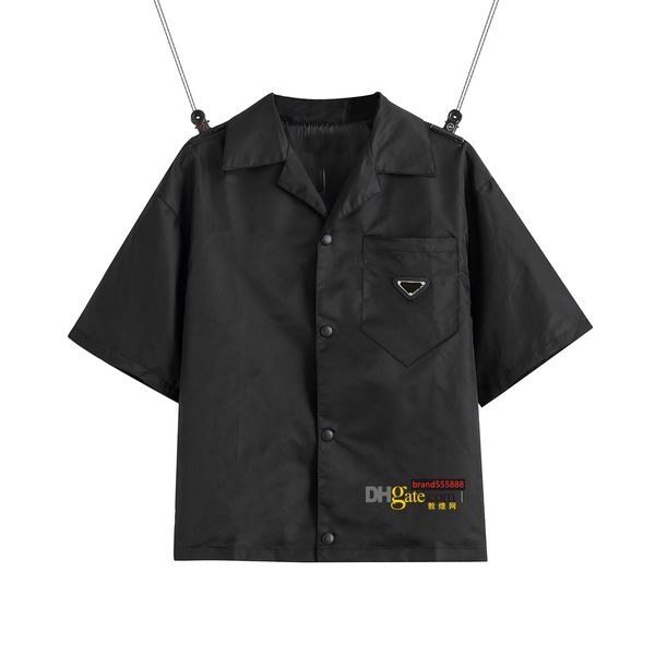 

2021 united states european womens mens shirt casual brand short blouses classic inverted triangle loose imported high-quality nylon tooling, White;black