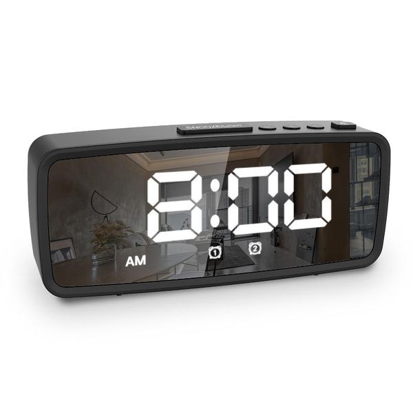 

timers 5.1 inch led display electric alarm clock 2 in 1 deskmirror 12/24 switchable three brightness adjustment