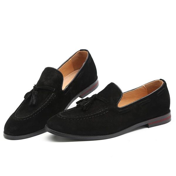 

dress shoes 2021 men suede loafers tassel design business men's flats big size 47 simple slip on male mans casual footwear, Black