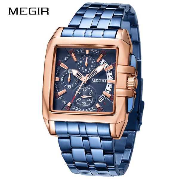 

wristwatches megir business men's quartz watches fashion brand chronograph waterproof hour for male watch man relogio masculino, Slivery;brown