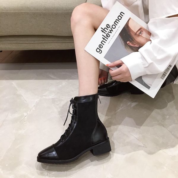 

boots women's 2021 autumn shoes bandaged woman's, Black