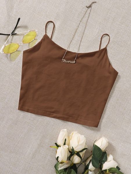 

solid crop cami b94b#, White