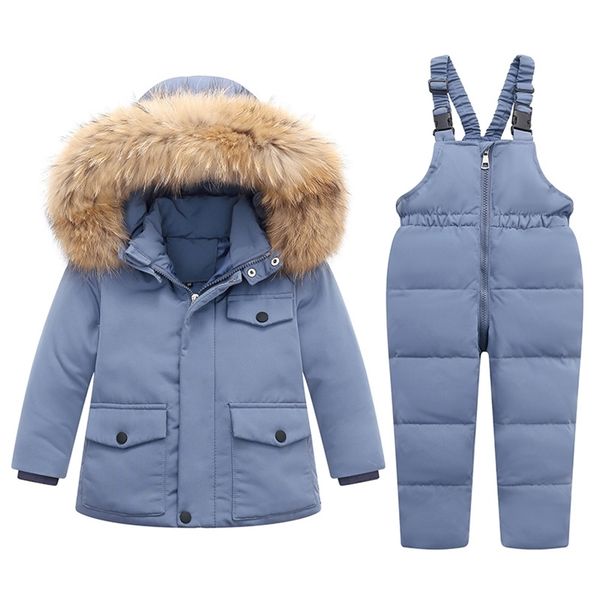 -30 Giacche invernali per bambini Tute da neve Ragazza Giù Cappotto Parka Ragazzo Collo di pelliccia Capispalla Bambini Tuta calda Tuta da bambino 211025