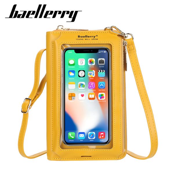 

baellerry new women's touch screen mobile phone bag single shoulder diagonal span large capacity multi card slot long wallet, Red;black