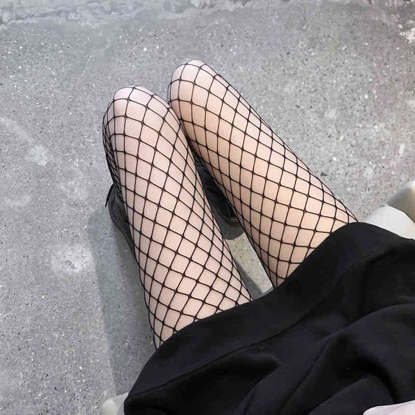 

fishing net socks women's fun black silk stockings ins tide hollowed out mesh jumpsuit socks jk summer thin, Black;white