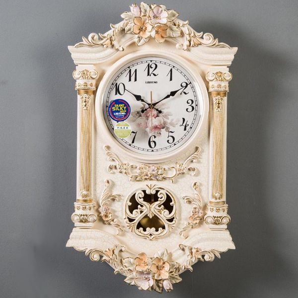 

fashion atmosphere style european garden quartz clock high end retro quiet carving decoration in living room wall clocks