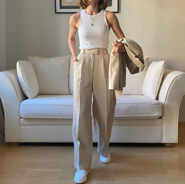 

spring new office lady trousers elegant casual wide leg women's fashion khaki female pants clothes 210413, Black;white