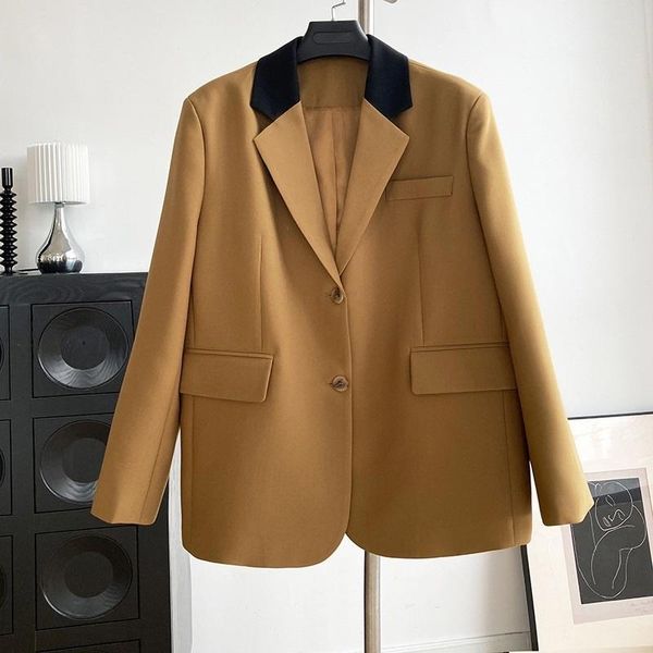

women's suits & blazers chic loose women color contrast blazer autumn single breasted female oversized suit jacket full sleeve outwear, White;black
