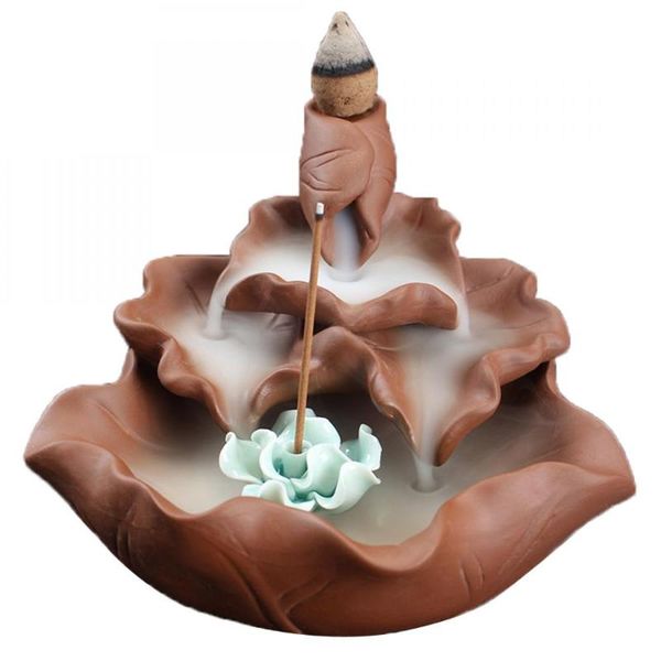 

fragrance lamps backflow incense burner ceramic furnace lotus smell aromatic home office decor holder censer crafts gift