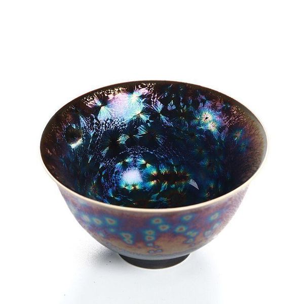 

tianmu glaze kiln seven color peacock tea bowl owner teacup hat single cup jianzhan meditation cups & saucers