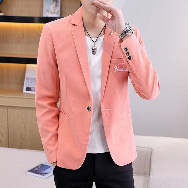 

men's suits & blazers men blazer classic slim fit solid color suit jacket korean trend handsome fashion business casual, White;black