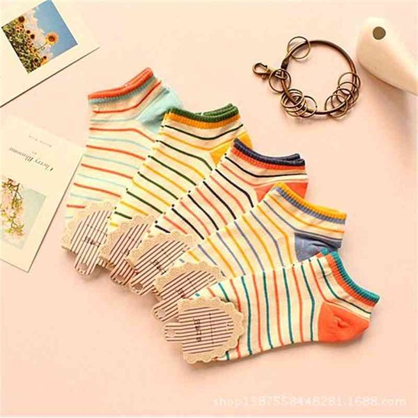 

socks summer women's candy color stripe cotton ship casual, Black;white