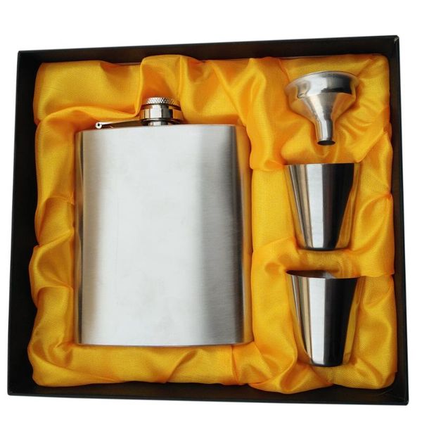 

hip flasks portable stainless steel jug funnel cup man folding leak proof barware drink alcohol whiskey outdoor wine