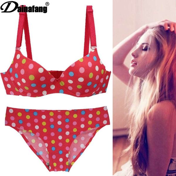 

underwear set dot print one piece traceless bra women's bra, Red;black