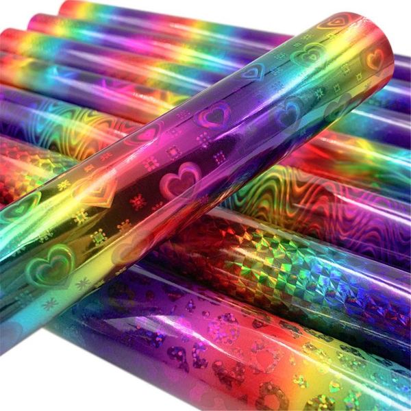 

gift wrap self-adhesive roll holographic rainbow craft diy adhesive design for phone covers decor