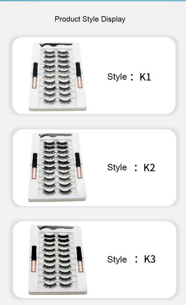 

false eyelashes 10 pairs waterproof magnetic liquid eyeliner set long lasting eyelash extension quick drying makeup