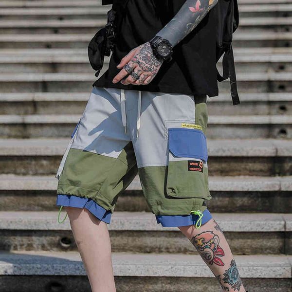 

street fashions cargo of men released job short men's hip harajuku shorts summer, White;black