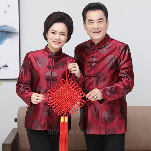 

ethnic clothing traditional chinese for women dragon coat men china year cloth party spring festival chinoiserie style, Red