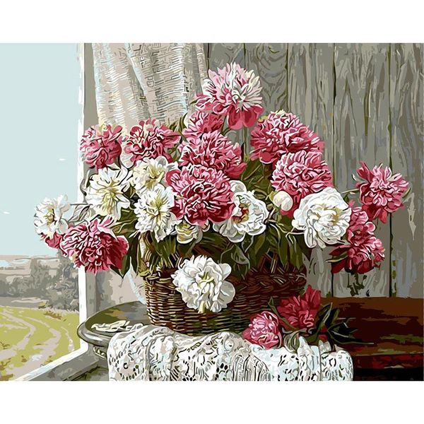 

paintings picture by number flowers acrylic paint diy kits coloring handpainted drawing frame 40x50 on canvas painting decor art