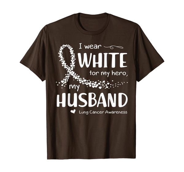 

i wear white for my husband lung cancer awareness t-shirt, White;black