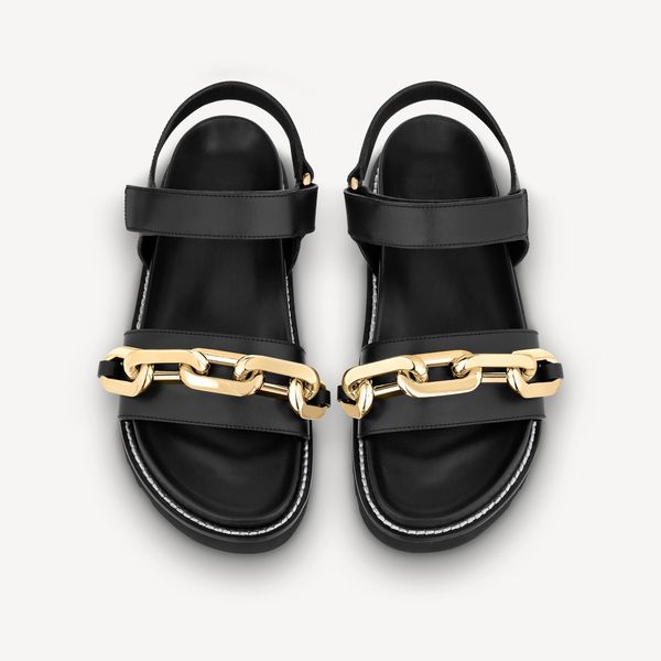 

women paseo flat comfort sandals black rose menthe blue vibrant colors with super large engraved chain