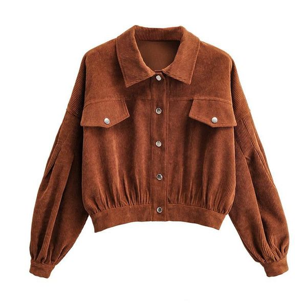 

women's jackets women streetwear jcaket spring autumn long sleeve single breasted vintage corduroy short female loose outwear casaco, Black;brown