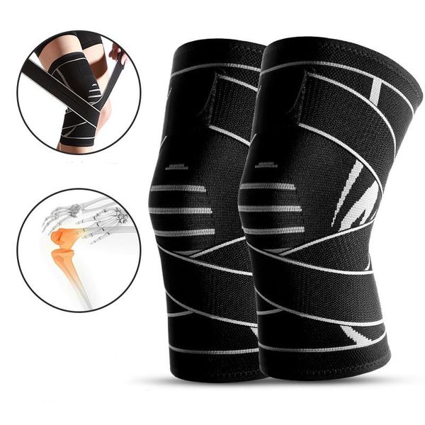 Joelheiras para cotovelo Cinta de suporte para joelheiras de basquete Rodilleras Joelheiras esportivas elásticas para corrida para homens pressurizados Fitness 1PC K