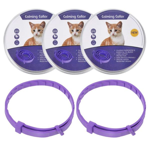 

cat collars & leads 5pcs adjustable calm collar relaxed puppy pet supply (purple)