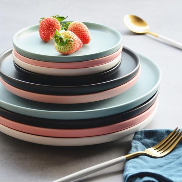 

dishes & plates 6/8 inch ins nordic style steak ceramic dish plate home kitchen delicious fruit dessert tableware po props
