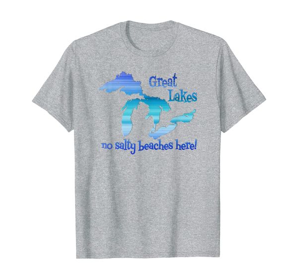 

great lakes no salty beaches here sun shirt t-shirt, White;black