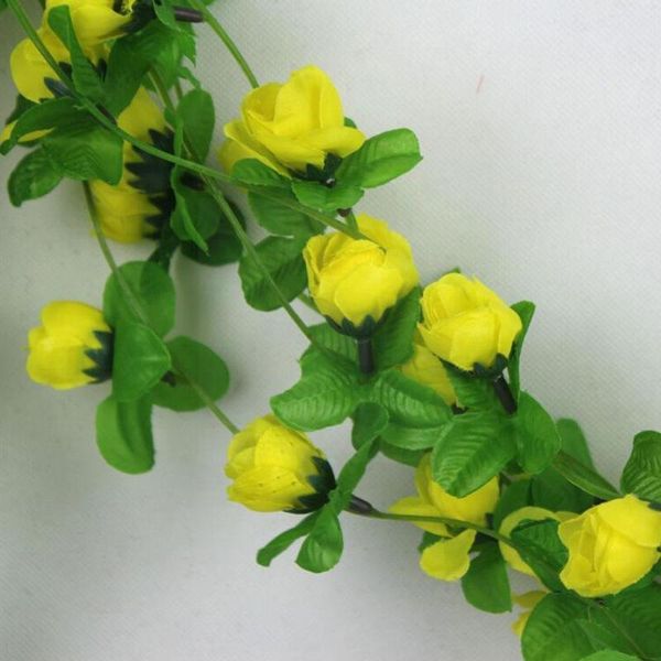 

decorative flowers & wreaths rose flower vine artificial rattan wreath plants garland decoration strips wedding hanging outdoor fake home pl