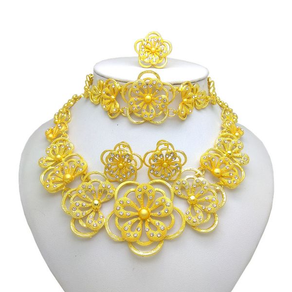 

jewelry sets kingdom ma gold color nigerian wedding african beads set crystal saudi necklace bracelet earring ring, Black