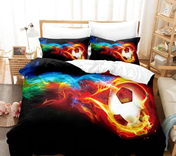 

bedding sets 3d 3 pieces black white geometric duvet cover set sports ball kids boys girls soccer quilt single  bed