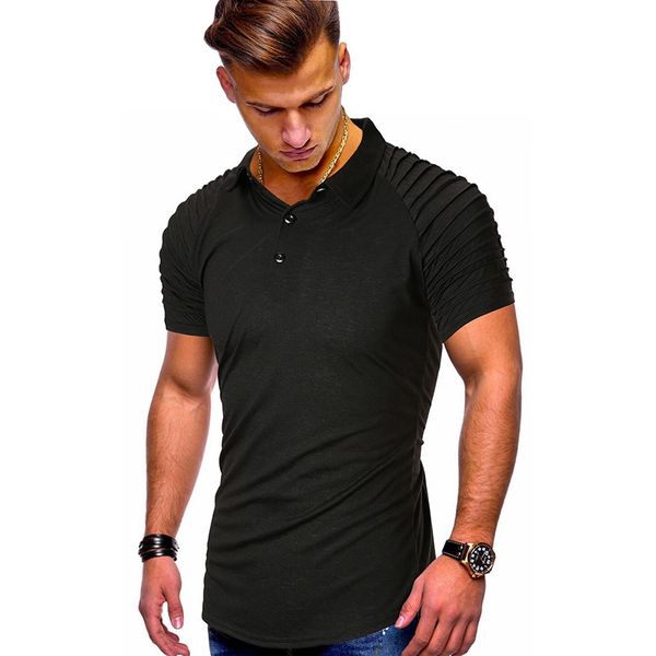 

men's polo shirt short sleeve t- style solid shoulder fold casual, White;black