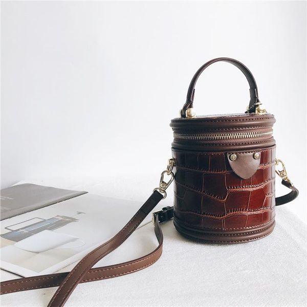 

evening bags genuine leather women's handbags 2021 small round bag purses fashion portable female tide bucket crossbody for women