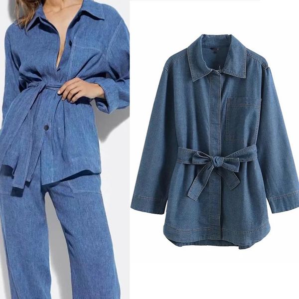 

women's two piece pants wesay jesi clothing traf pant suits chic fashion denim jacket trouser elastic waist set, White