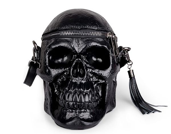 

halloween bag new creative female personality funny skull black men's shoulder bag silicone messenger chain clutch womens pouch cosmeti