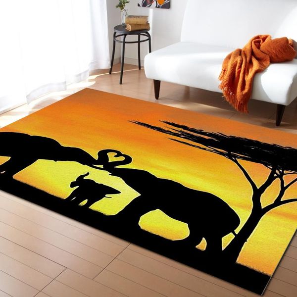 

carpets african elephant silhouette printed floor mat door mats lounge rug kids carpet living room bedroom modern home decoration